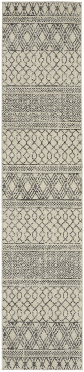 10' Gray Geometric Power Loom Runner Rug